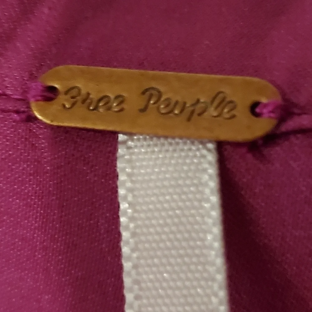 Free People Fushia Sheer Half & Half Blouse